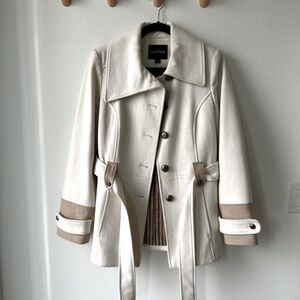 Nautica | Womens Wool Coat, Single-Breasted, Ivory Cream, Winter Coat, Medium
